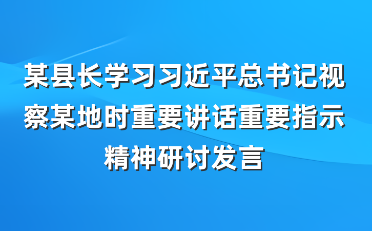 某县长学习习近平总书记视察某地时重要讲话重要指示精神研讨发言