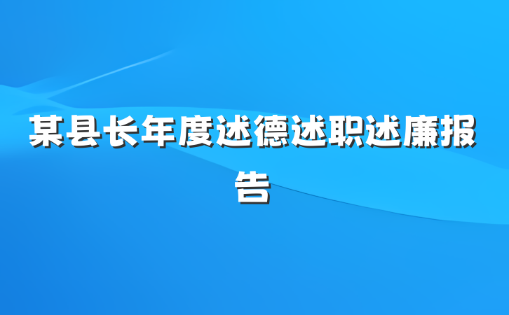 某县长年度述德述职述廉报告