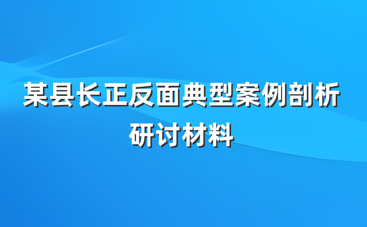 某县长正反面典型案例剖析研讨材料