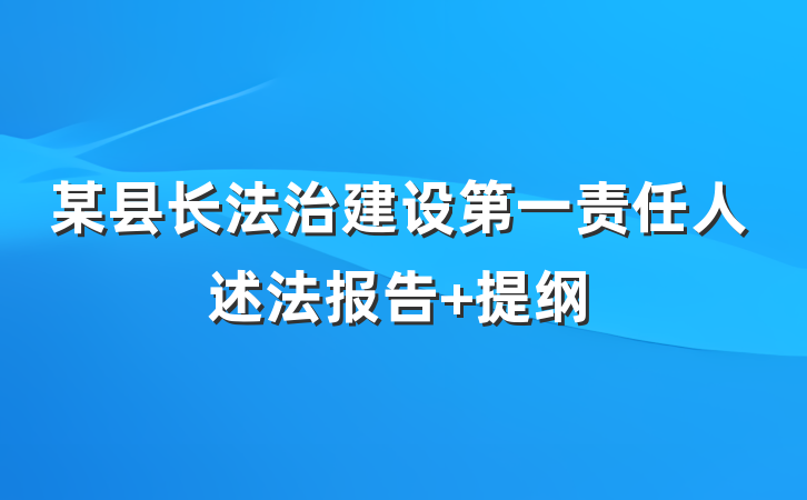 某县长法治建设第一责任人述法报告 提纲