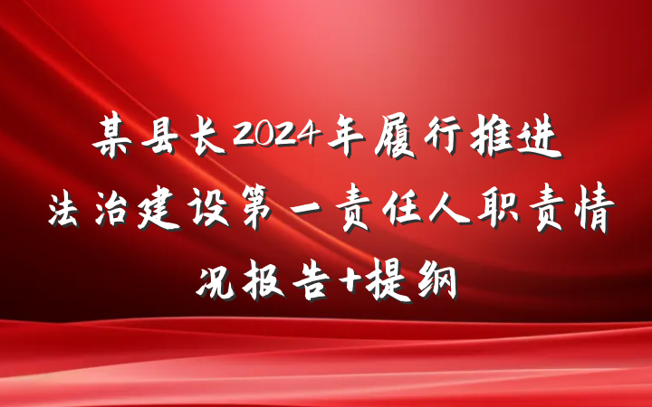 某县长2024年履行推进法治建设第一责任人职责情况报告 提纲