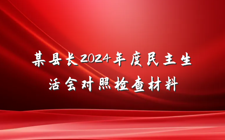 某县长2024年度民主生活会对照检查材料