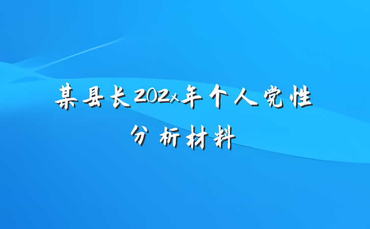某县长202x年个人党性分析材料