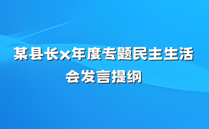 某县长x年度专题民主生活会发言提纲