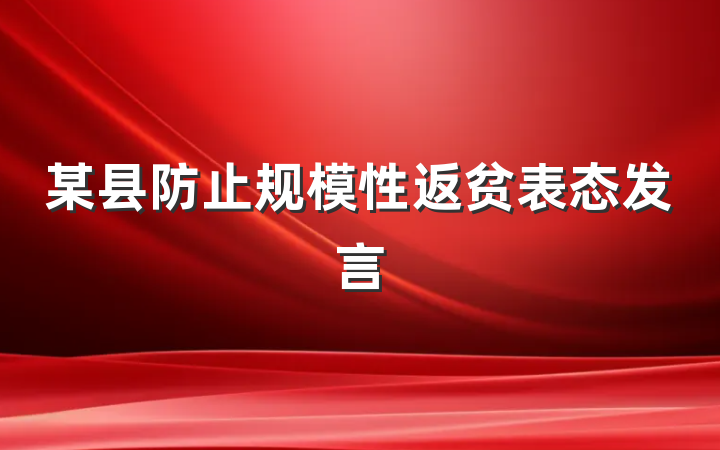 某县防止规模性返贫表态发言