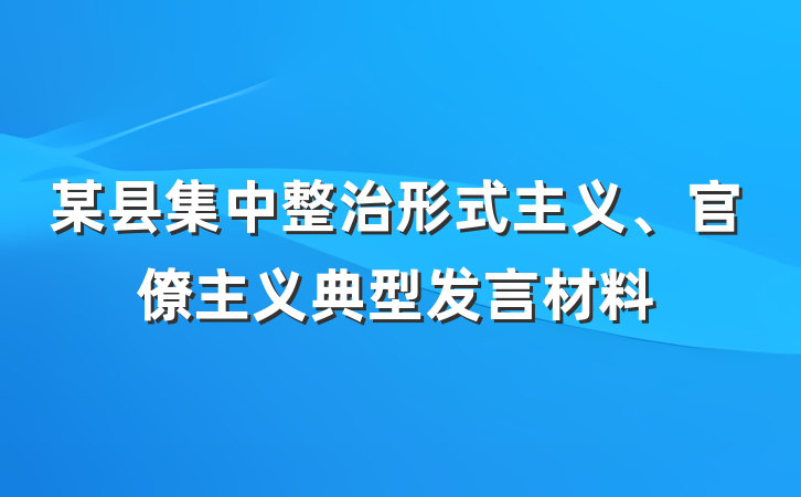某县集中整治形式主义、官僚主义典型发言材料