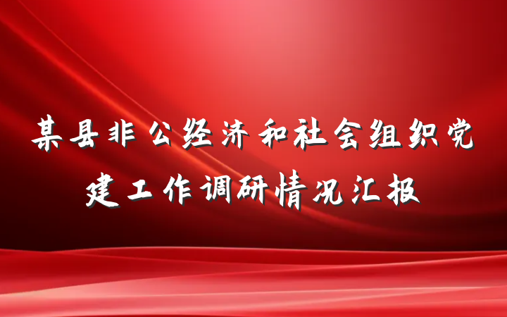某县非公经济和社会组织党建工作调研情况汇报