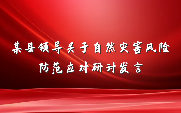 某县领导关于自然灾害风险防范应对研讨发言