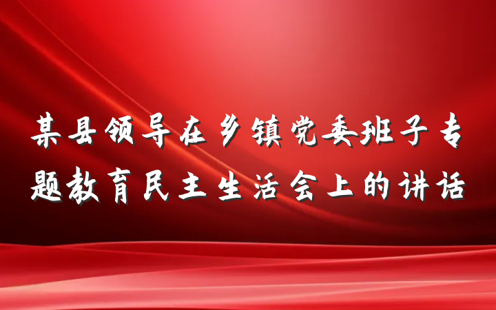 某县领导在乡镇党委班子专题教育民主生活会上的讲话