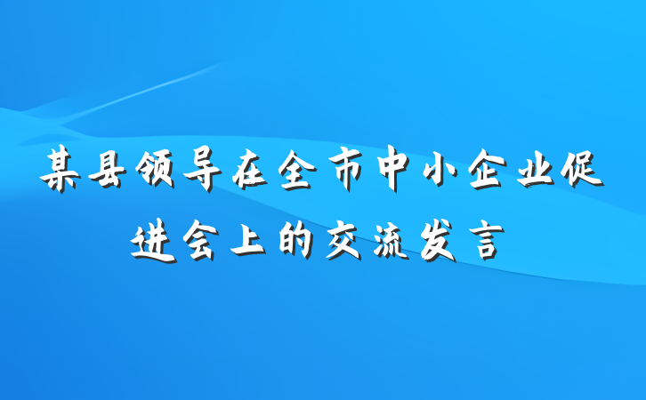 某县领导在全市中小企业促进会上的交流发言