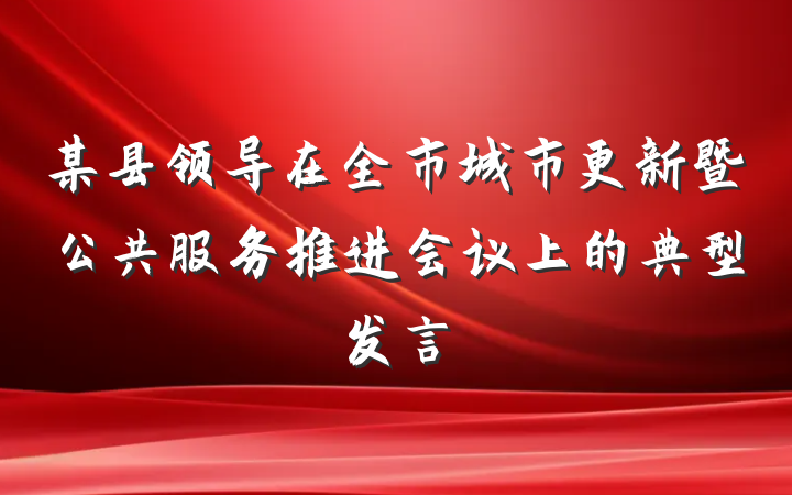 某县领导在全市城市更新暨公共服务推进会议上的典型发言