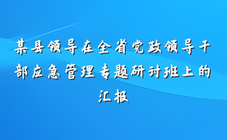 某县领导在全省党政领导干部应急管理专题研讨班上的汇报