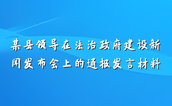 某县领导在法治政府建设新闻发布会上的通报发言材料