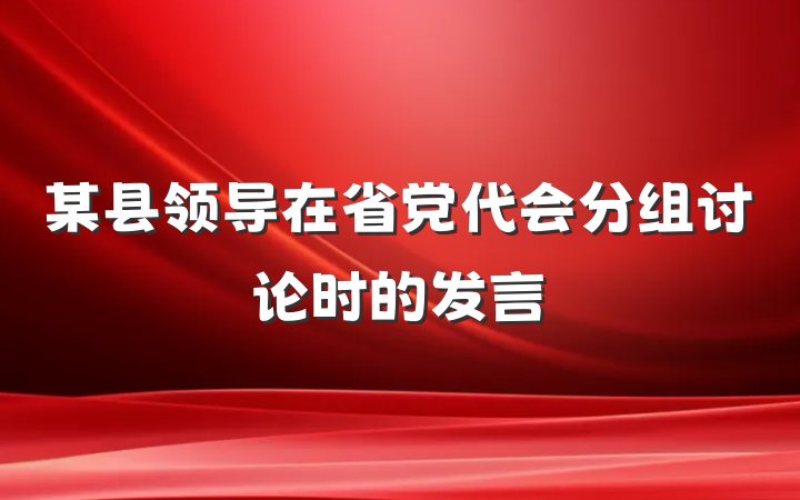 某县领导在省党代会分组讨论时的发言