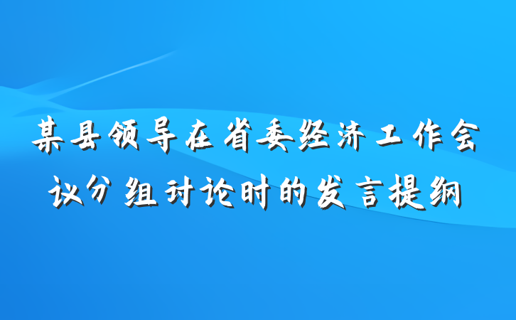 某县领导在省委经济工作会议分组讨论时的发言提纲