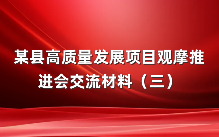 某县高质量发展项目观摩推进会交流材料（三）