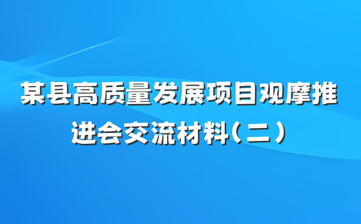 某县高质量发展项目观摩推进会交流材料（二）