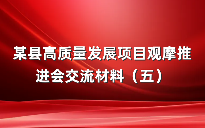 某县高质量发展项目观摩推进会交流材料（五）