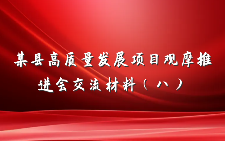 某县高质量发展项目观摩推进会交流材料(八)
