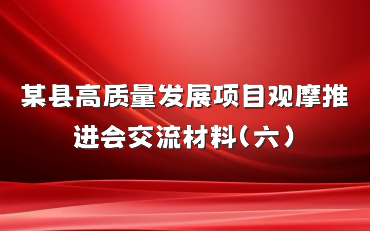 某县高质量发展项目观摩推进会交流材料（六）