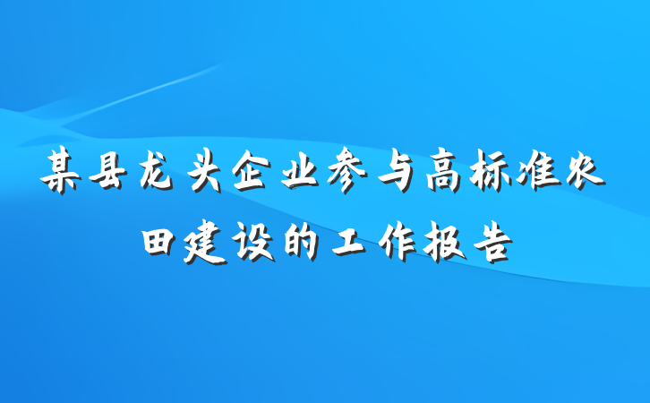 某县龙头企业参与高标准农田建设的工作报告