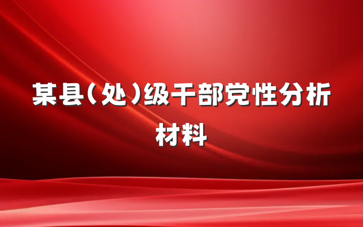 某县（处）级干部党性分析材料