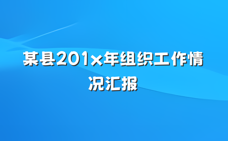 某县201x年组织工作情况汇报