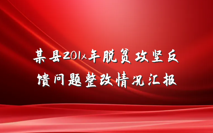 某县201x年脱贫攻坚反馈问题整改情况汇报