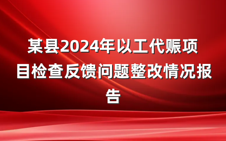 某县2024年以工代赈项目检查反馈问题整改情况报告