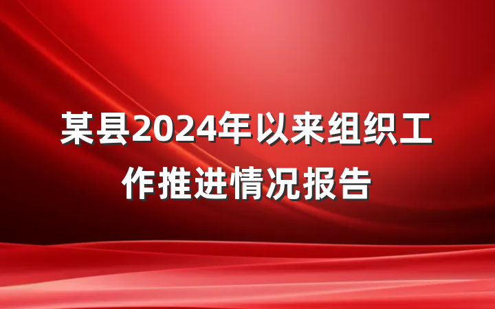 某县2024年以来组织工作推进情况报告