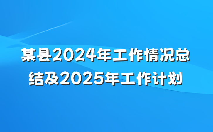 某县2024年工作情况总结及2025年工作计划