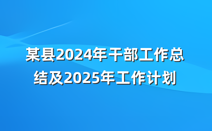 某县2024年干部工作总结及2025年工作计划