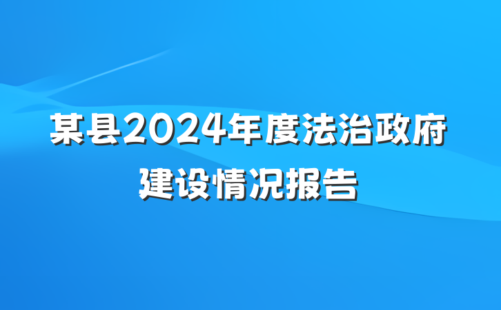 某县2024年度法治政府建设情况报告