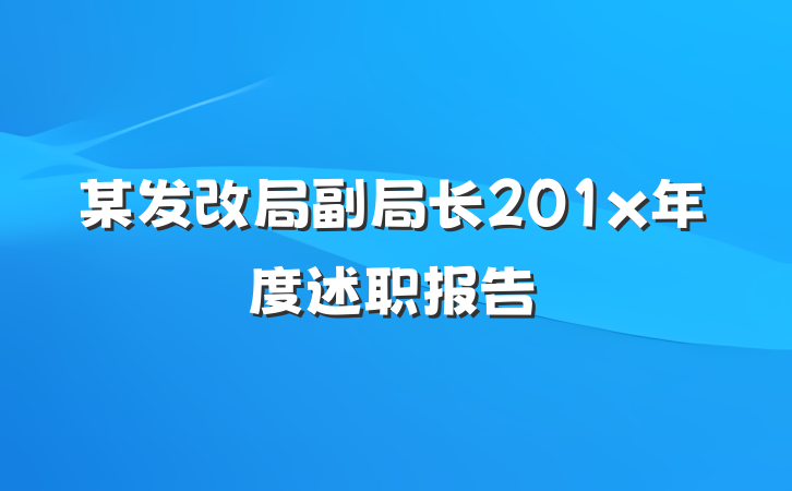 某发改局副局长201x年度述职报告