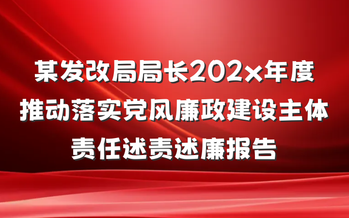 某发改局局长202x年度推动落实党风廉政建设主体责任述责述廉报告