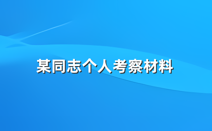 某同志个人考察材料