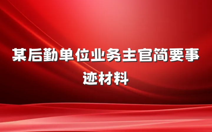 某后勤单位业务主官简要事迹材料