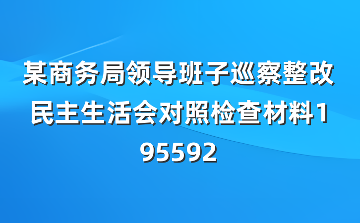 某商务局领导班子巡察整改民主生活会对照检查材料195592