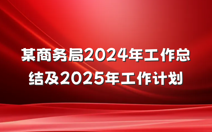 某商务局2024年工作总结及2025年工作计划
