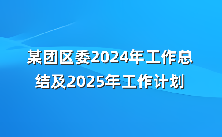 某团区委2024年工作总结及2025年工作计划