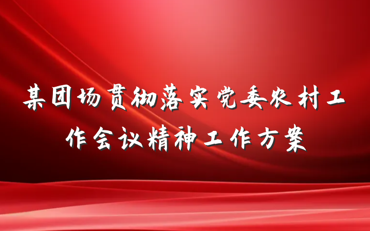 某团场贯彻落实党委农村工作会议精神工作方案