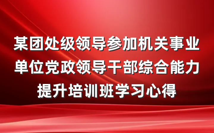 某团处级领导参加机关事业单位党政领导干部综合能力提升培训班学习心得