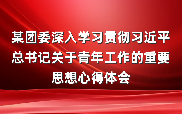 某团委深入学习贯彻习近平总书记关于青年工作的重要思想心得体会