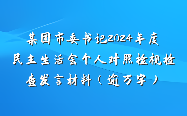 某团市委书记2024年度民主生活会个人对照检视检查发言材料（逾万字）