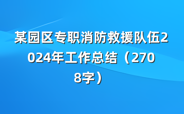 某园区专职消防救援队伍2024年工作总结（2708字）