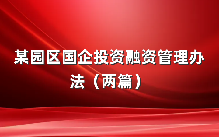 某园区国企投资融资管理办法（两篇）