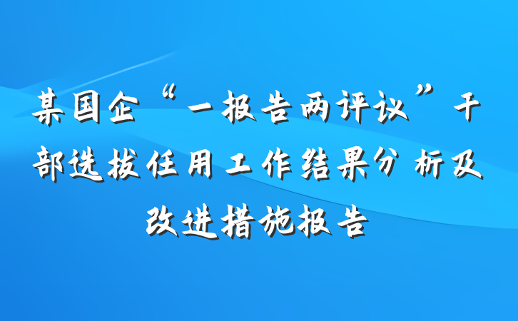 某国企“一报告两评议”干部选拔任用工作结果分析及改进措施报告