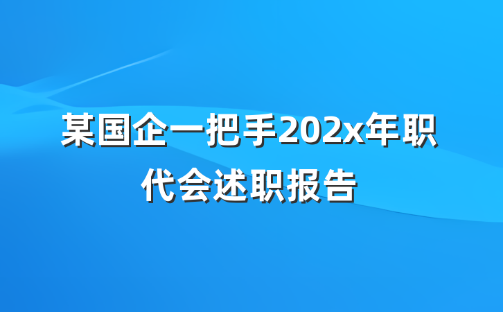 某国企一把手202x年职代会述职报告