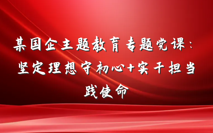 某国企主题教育专题党课：坚定理想守初心 实干担当践使命