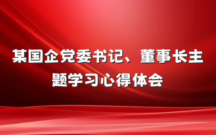 某国企党委书记、董事长主题学习心得体会